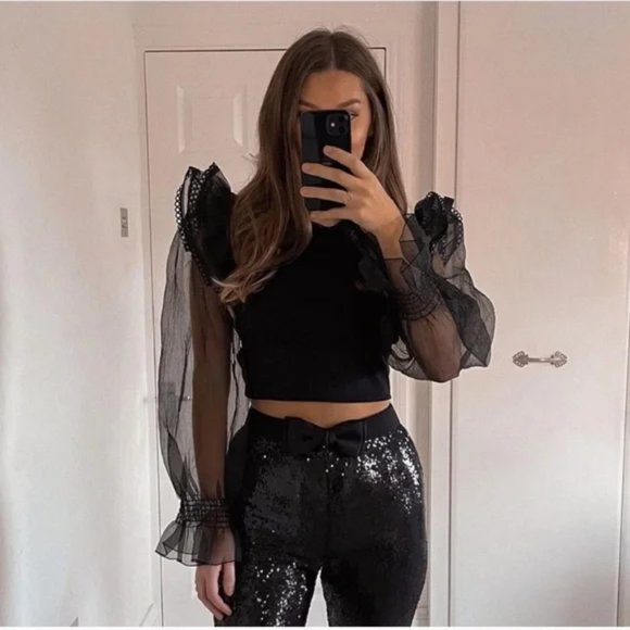 ZARA Contrasting Organza Sweater - Picture 1 of 7